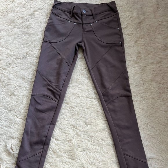 Free People Taupe Moto Ponte Jeggings Skinny Leggings Edgy Light Brown Stretchy